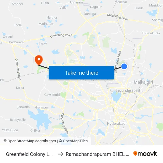 Greenfield Colony Last Stop to Ramachandrapuram BHEL Township map