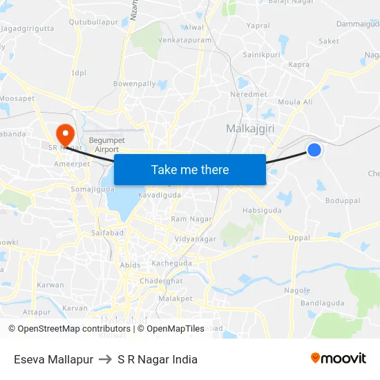 Eseva Mallapur to S R Nagar India map