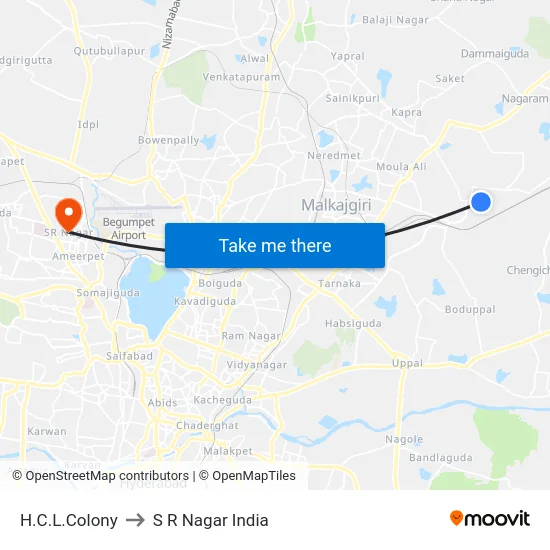 H.C.L.Colony to S R Nagar India map