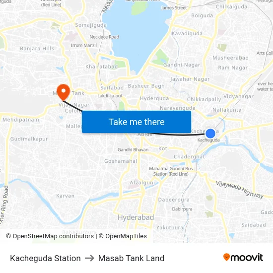 Kacheguda Station to Masab Tank Land map