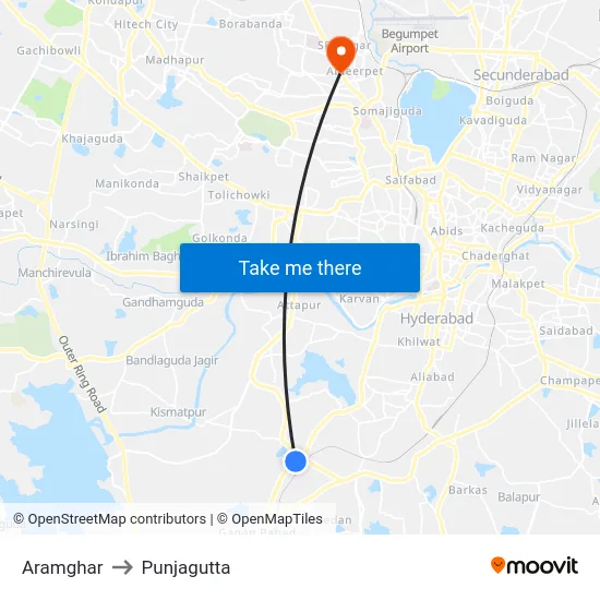 Aramghar to Punjagutta map