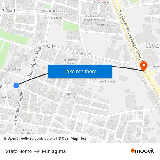 State Home to Punjagutta map