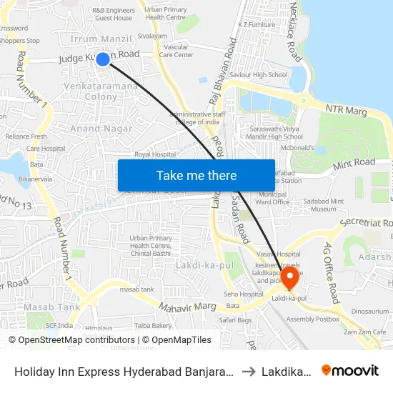 Holiday Inn Express Hyderabad Banjara Hills to Lakdikapul map