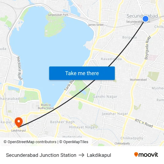 Secunderabad Junction Station to Lakdikapul map
