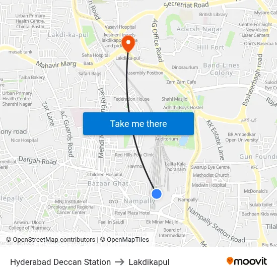 Hyderabad Deccan Station to Lakdikapul map