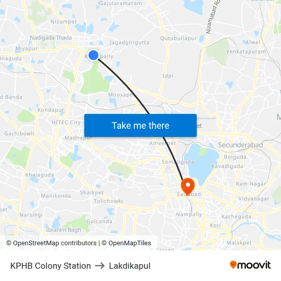 KPHB Colony Station to Lakdikapul map