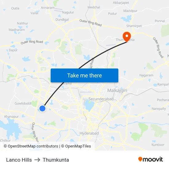 Lanco Hills to Thumkunta map