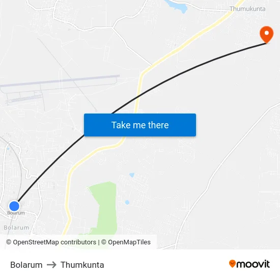 Bolarum to Thumkunta map