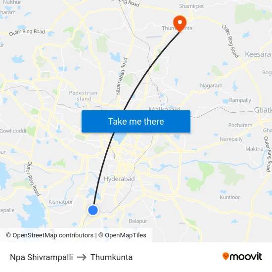Npa Shivrampalli to Thumkunta map