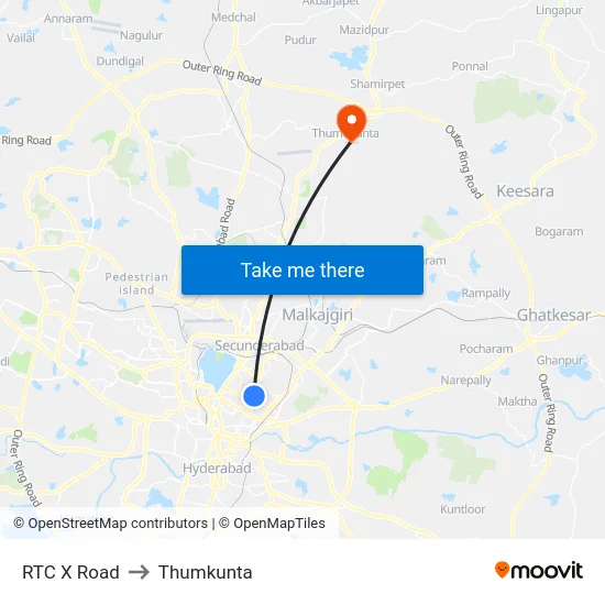 RTC X Road to Thumkunta map