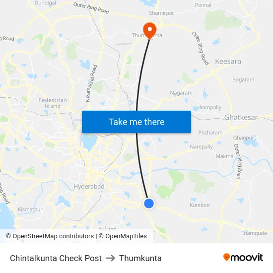 Chintalkunta Check Post to Thumkunta map