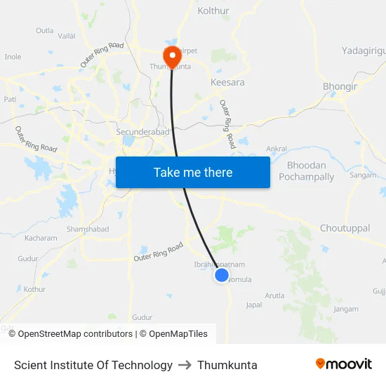 Scient Institute Of Technology to Thumkunta map