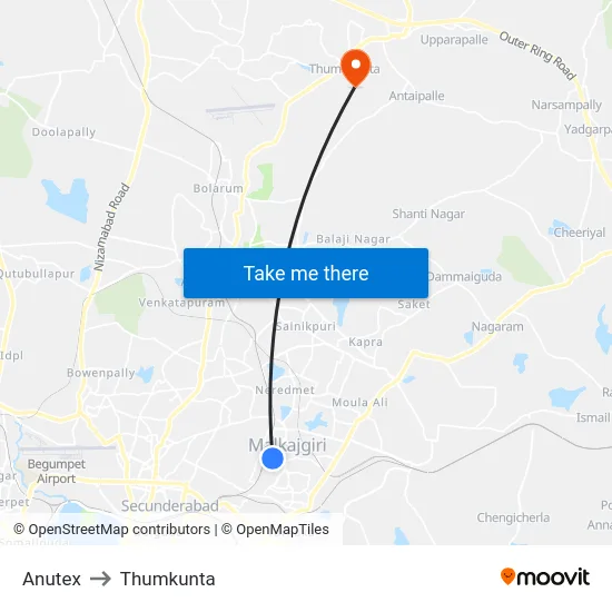 Anutex to Thumkunta map