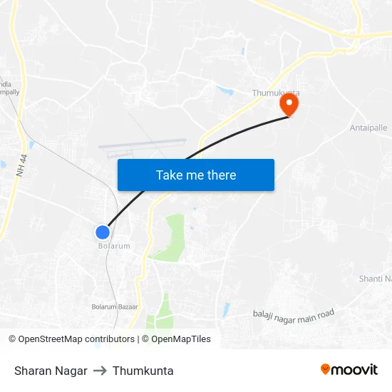 Sharan Nagar to Thumkunta map