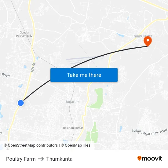 Poultry Farm to Thumkunta map