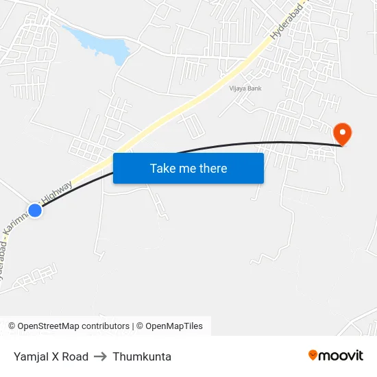 Yamjal X Road to Thumkunta map