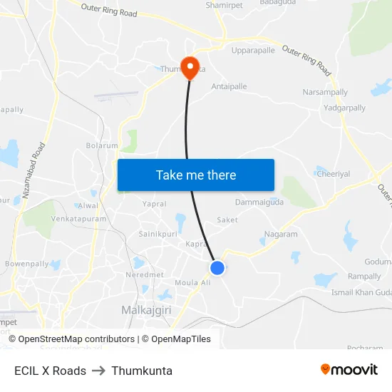 ECIL X Roads to Thumkunta map