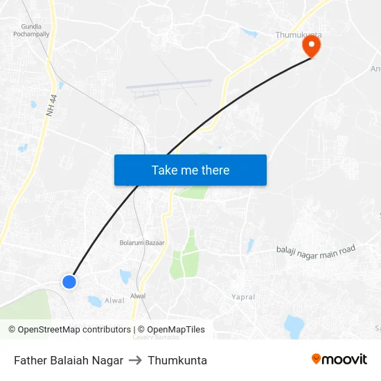 Father Balaiah Nagar to Thumkunta map