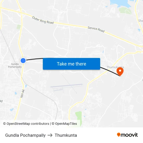 Gundla Pochampally to Thumkunta map