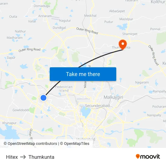 Hitex to Thumkunta map
