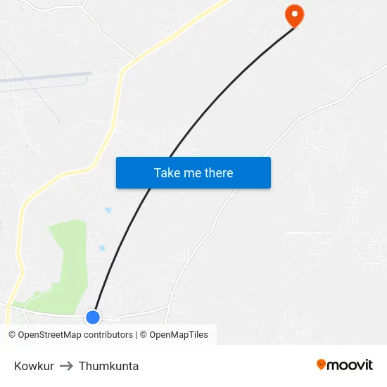 Kowkur to Thumkunta map