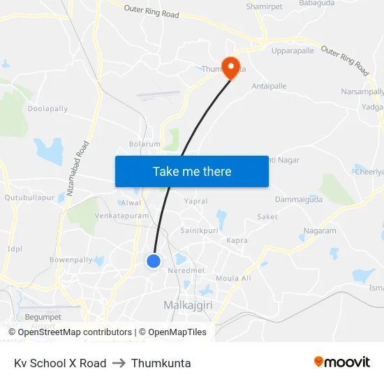 Kv School X Road to Thumkunta map