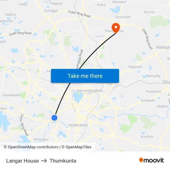 Langar House to Thumkunta map