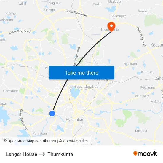 Langar House to Thumkunta map