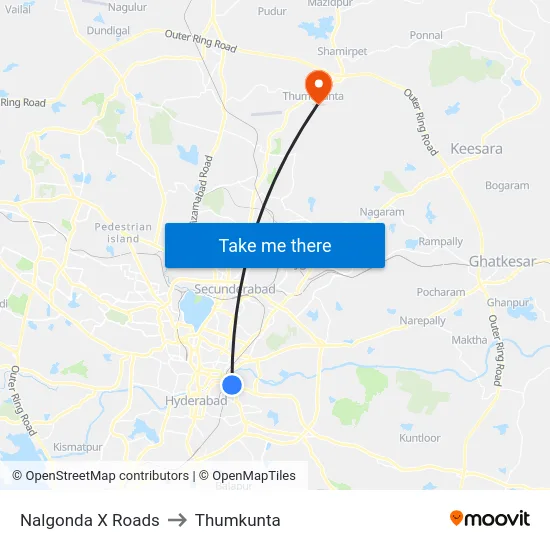 Nalgonda X Roads to Thumkunta map
