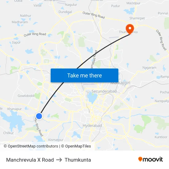 Manchrevula X Road to Thumkunta map