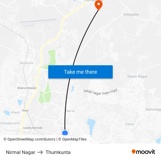 Nirmal Nagar to Thumkunta map