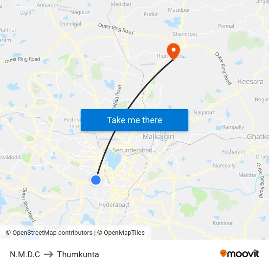 N.M.D.C to Thumkunta map