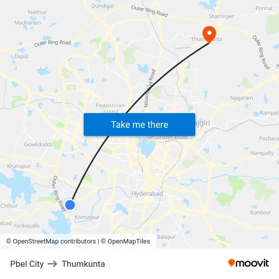 Pbel City to Thumkunta map