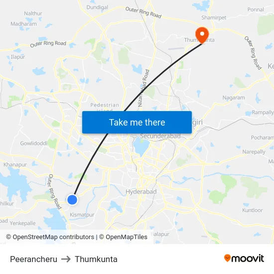 Peerancheru to Thumkunta map