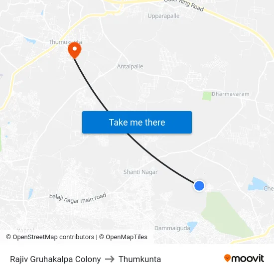 Rajiv Gruhakalpa Colony to Thumkunta map