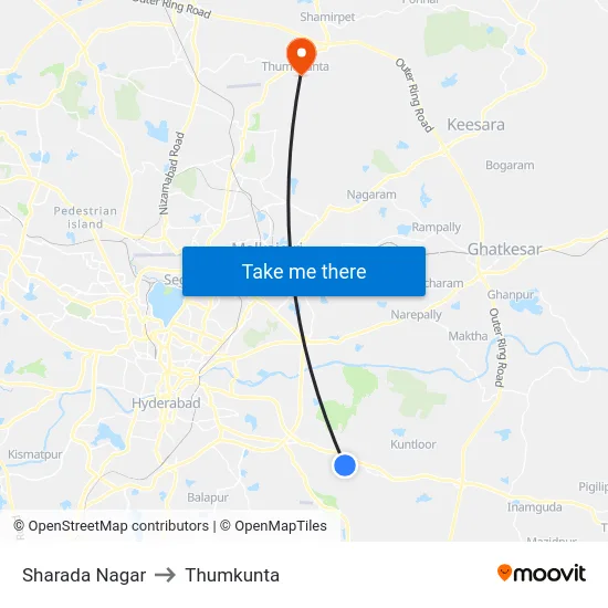 Sharada Nagar to Thumkunta map