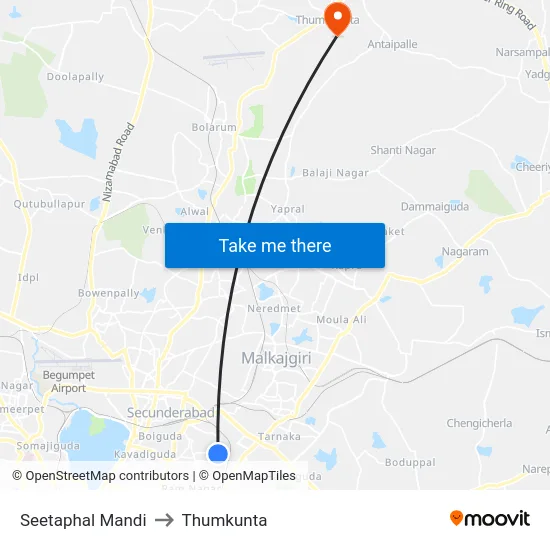 Seetaphal Mandi to Thumkunta map
