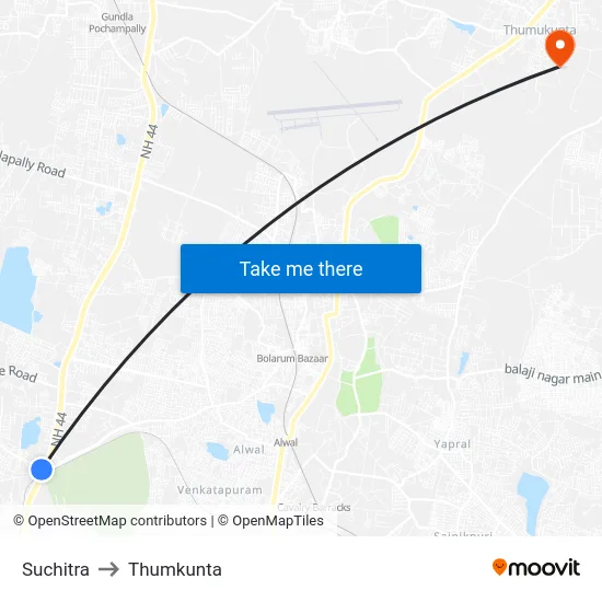 Suchitra to Thumkunta map