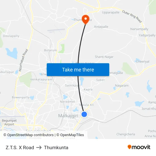 Z.T.S. X Road to Thumkunta map