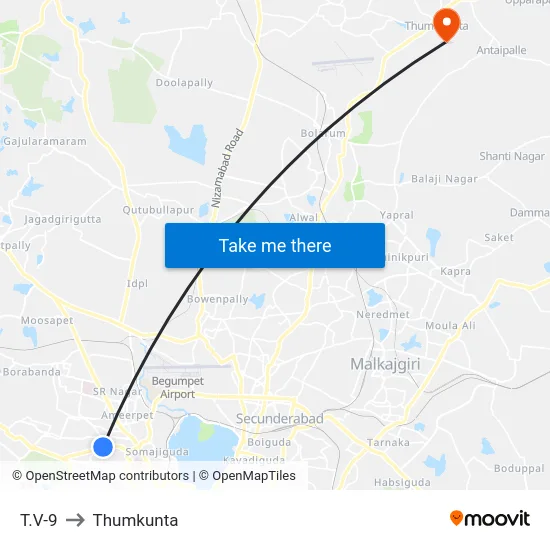T.V-9 to Thumkunta map