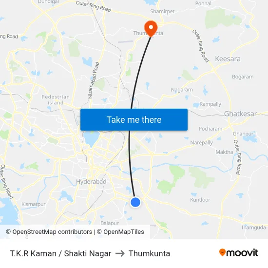 T.K.R Kaman / Shakti Nagar to Thumkunta map