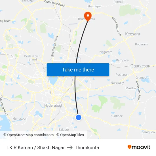 T.K.R Kaman / Shakti Nagar to Thumkunta map