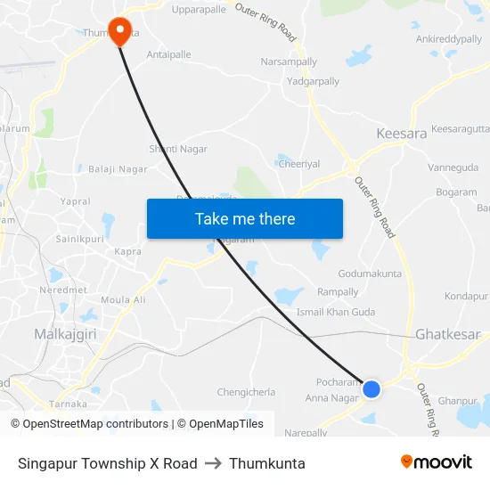 Singapur Township X Road to Thumkunta map