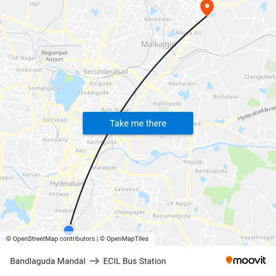 Bandlaguda Mandal to ECIL Bus Station map