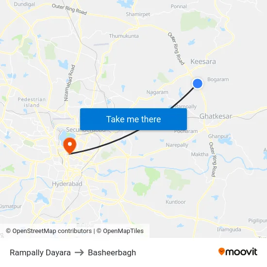 Rampally Dayara to Basheerbagh map