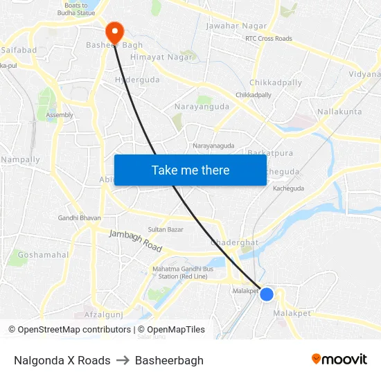 Nalgonda X Roads to Basheerbagh map