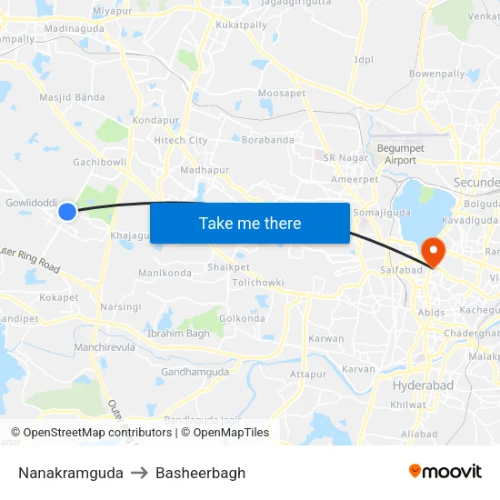 Nanakramguda to Basheerbagh map