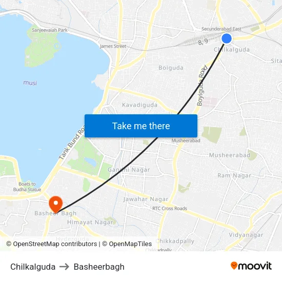 Chilkalguda to Basheerbagh map