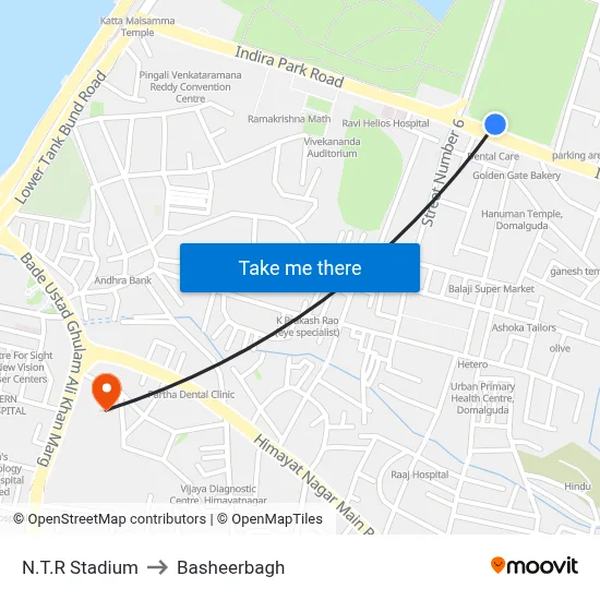N.T.R Stadium to Basheerbagh map