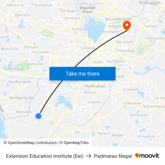 Extension Education Institute (Eei) to Padmarao Nagar map